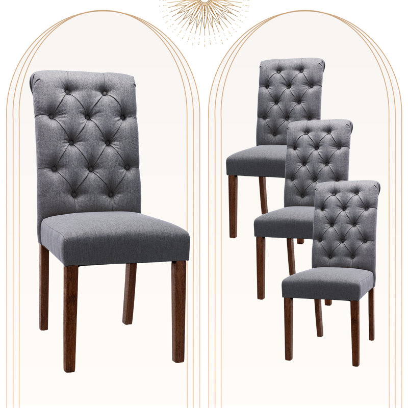 Chaises d'appoint en bois touffetées Bookout, Gris