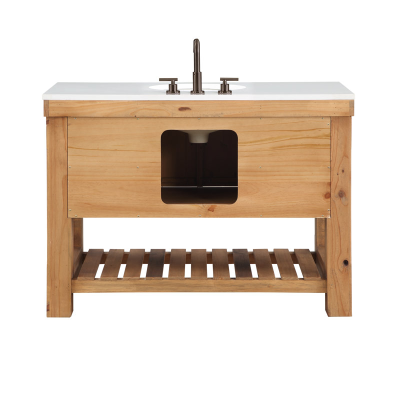 Bromley 48" Single Bathroom Vanity with Quartz Top, Vintage Pine