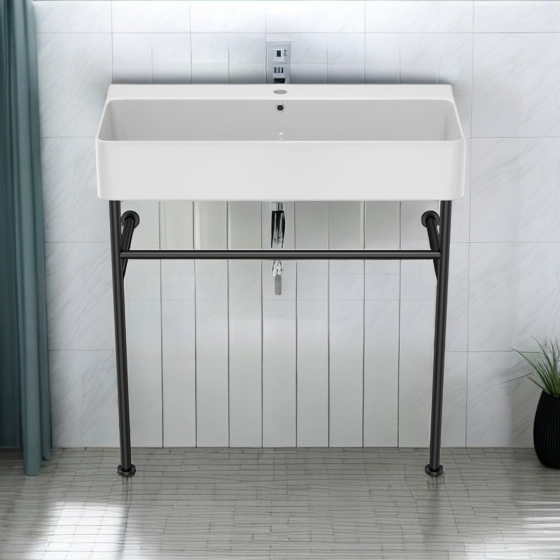 APRESSHUI 16.3'' Rectangular Bathroom Sink, Black