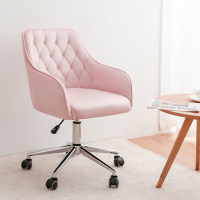 Marcus Velvet Desk Chair Vanity Chair for Makeup with Wheels Rolling Swivel Chair for Bedroom