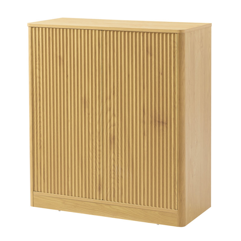 34.3" Modern Wavy Sideboard, Natural