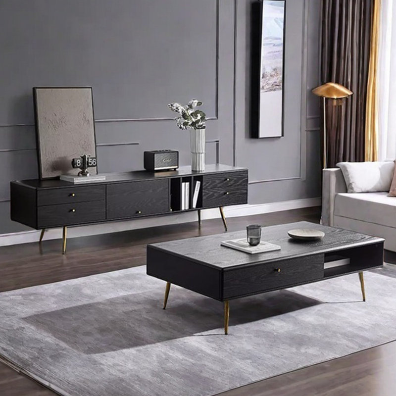 Meuble télé simple avec table basse noire