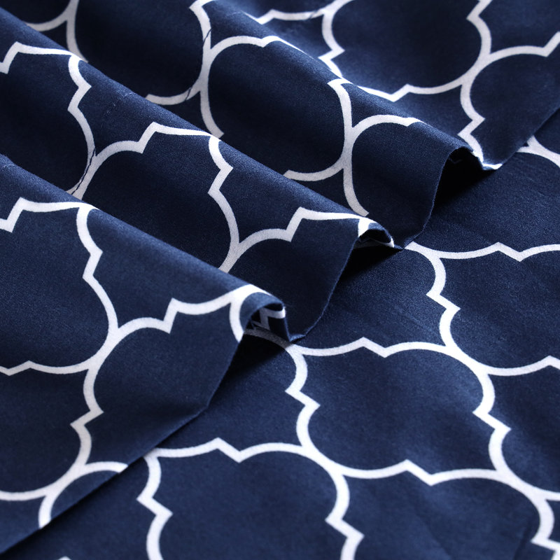 Boston Linen Co. Quatrefoil Sheet Set White Linen Co. 100% Microfiber Luxury Ultra Soft 80 GSM Quatrefoil Sheet Set, Blue
