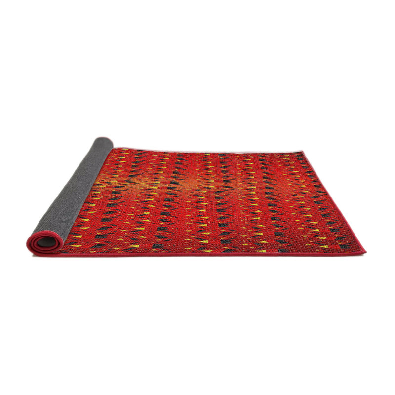 Tapis de zone rouge/beige à motifs Skänninge, Rond 4 pi