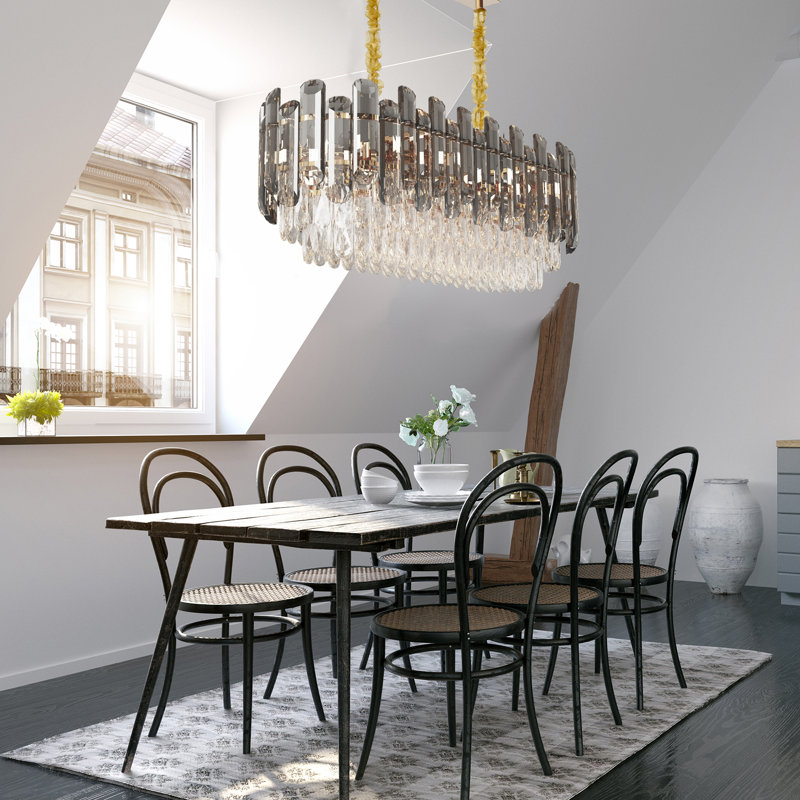 Gethen 8 - Light Crystal Tiered Chandelier, Smoke Gray