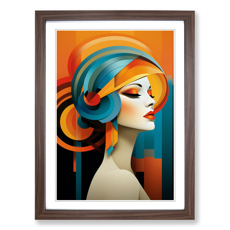 Single Picture Frame Print on Wood, Walnut Framed, 46cm H x 34cm W