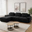 Canapé modulaire en forme de L de 117 po avec repose-pieds mobile, canapé 3 places en velours côtelé de qualité supérieure avec assise profonde, conception capitonnée et base antidérapante sans assemblage-243186078