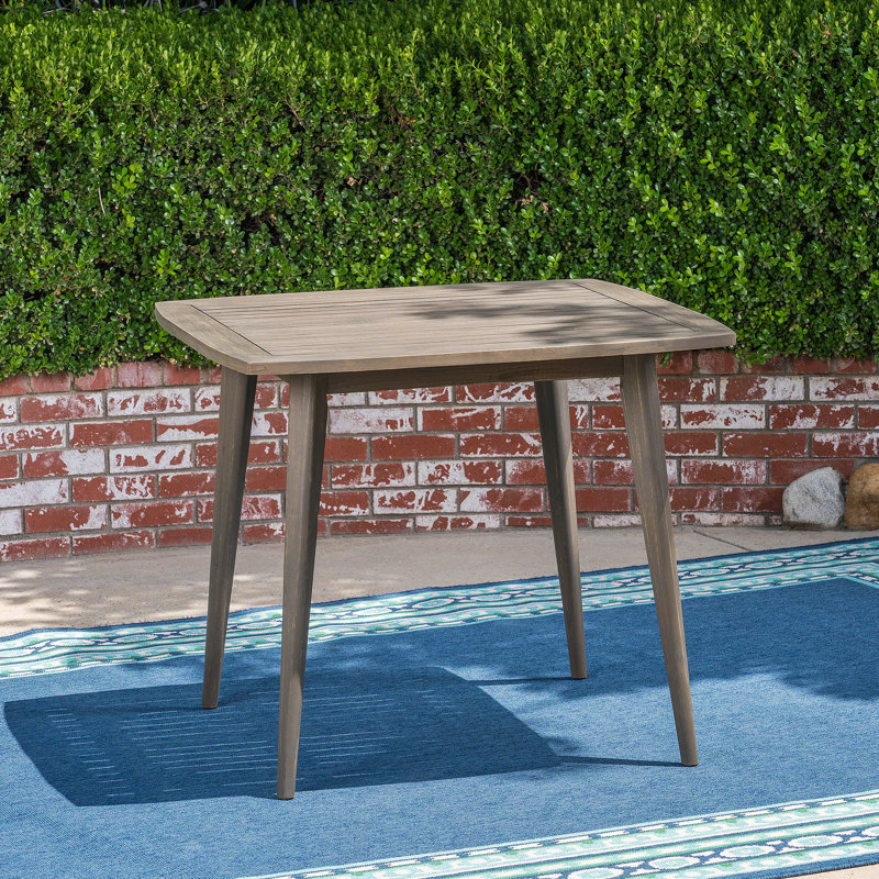 Table de salle à manger d'extérieur carrée en bois d'acacia avec pieds droits