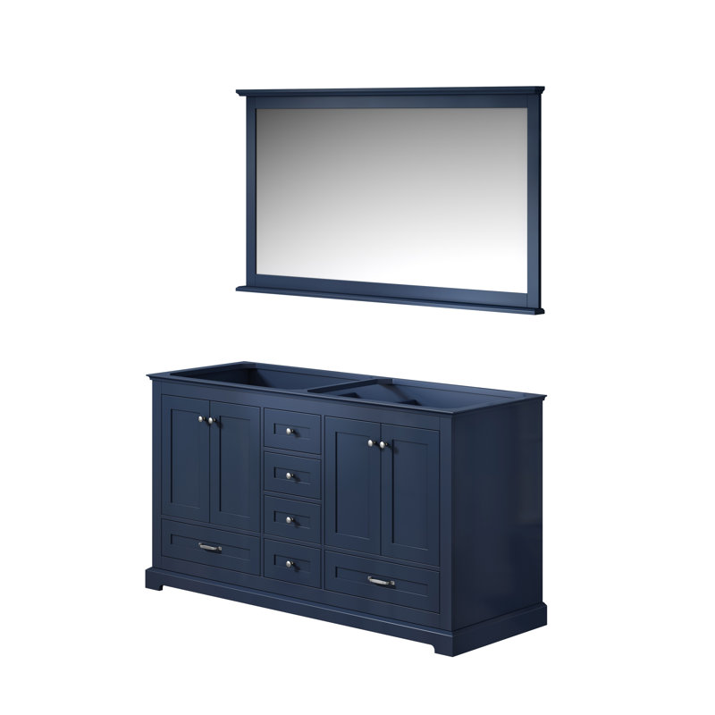 Dukes 60 in W x 22 in D Double Bath Vanity and 58 in Mirror, Navy Blue