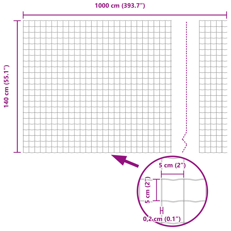 Steel Border Fencing, 140 x 1000 x 0.2 cm