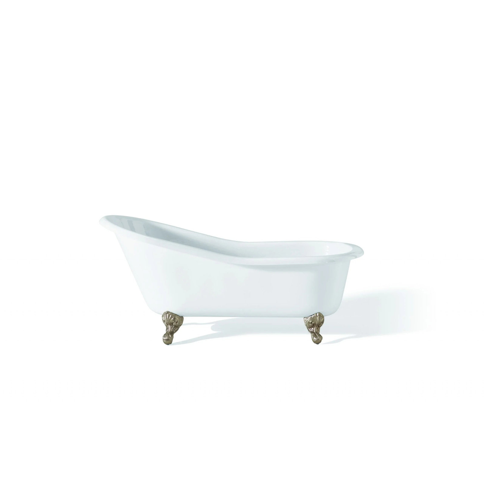 Dian 54" Freestanding Soaking Cast Iron Bathtub, Polished Nickel, White Interior with White Exterior