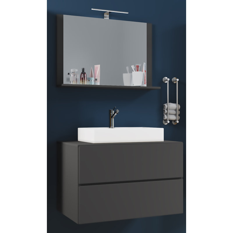 Razwana Bathroom Furniture Suite, White/Black
