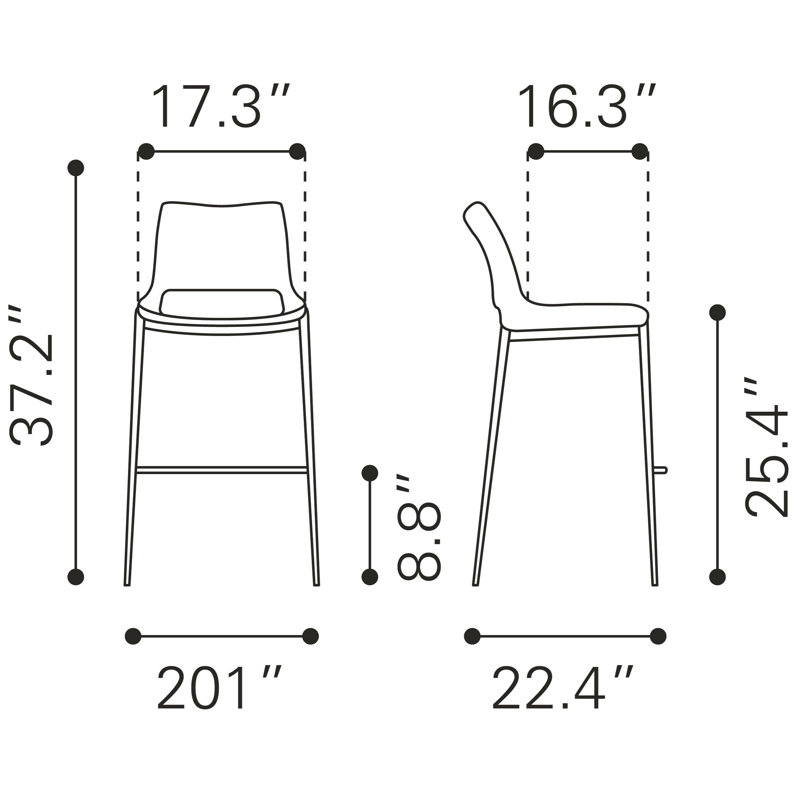 Tabouret de comptoir 25,4 po Warnack, Blanc