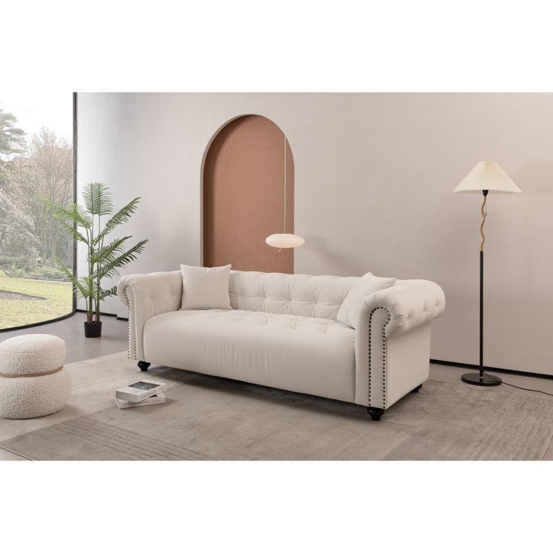 Siège blanc rétro avec 2 coussins - base en bois massif, dossier ergonomique, deux coussins décoratifs de style médiéval, housse en tissu facile à nettoyer
