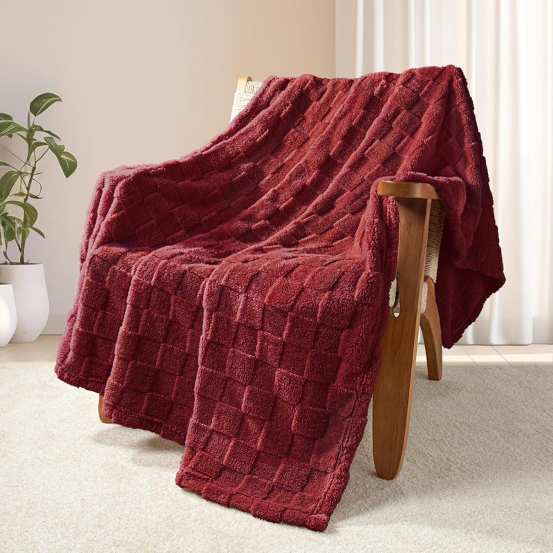Machine Woven Heated Throw Blanket, Red