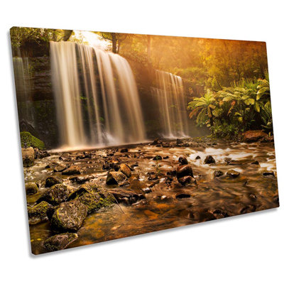 Orange Waterfall Landscape - Wrapped Canvas Print