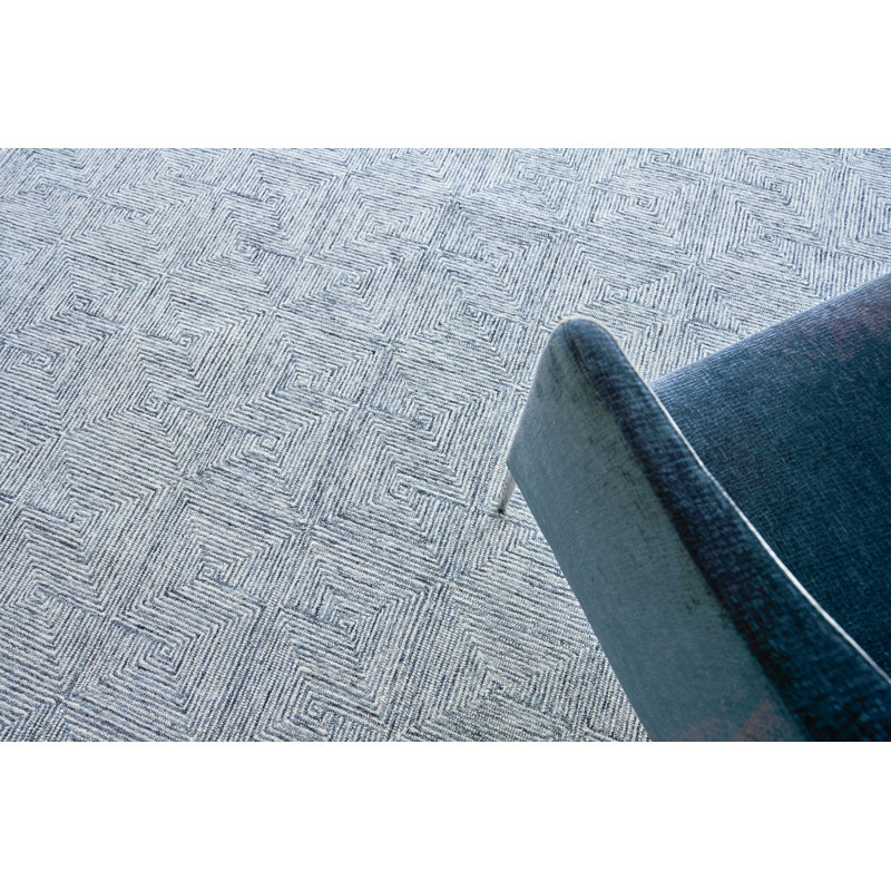 Caprice Geometric Handmade Tufted Area Rug, Rectangle 8' x 10', Blue/Ivory