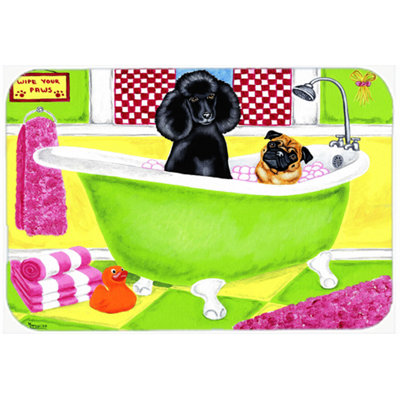 Caroline's Treasures Tub for Two with Poodle and Pug Glass Cutting Board