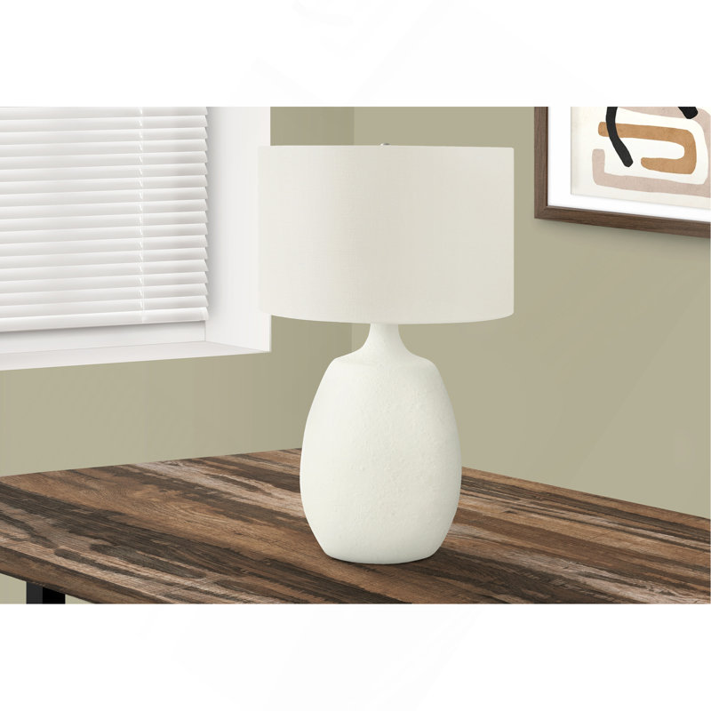 Lighting, H 26 po, lampe de table, abat-jour ivoire / crème, résine crème, contemporain