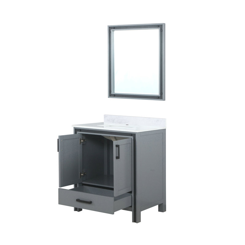 Ziva 30 in W x 22 in D Single Bath Vanity, White Top and 28 in Mirror, White, White Quartz