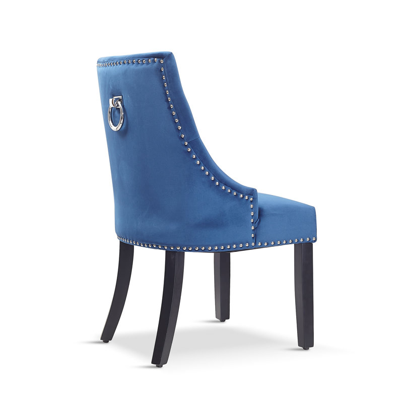 Vogel 48cm H Tufted Velvet Upholstered Side Chair, Blue, 2