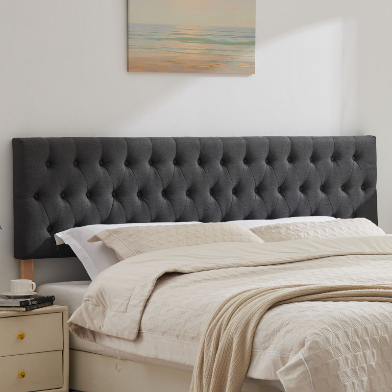 Tête de lit tapissier Aveigha, Très grand, Lin gris foncé