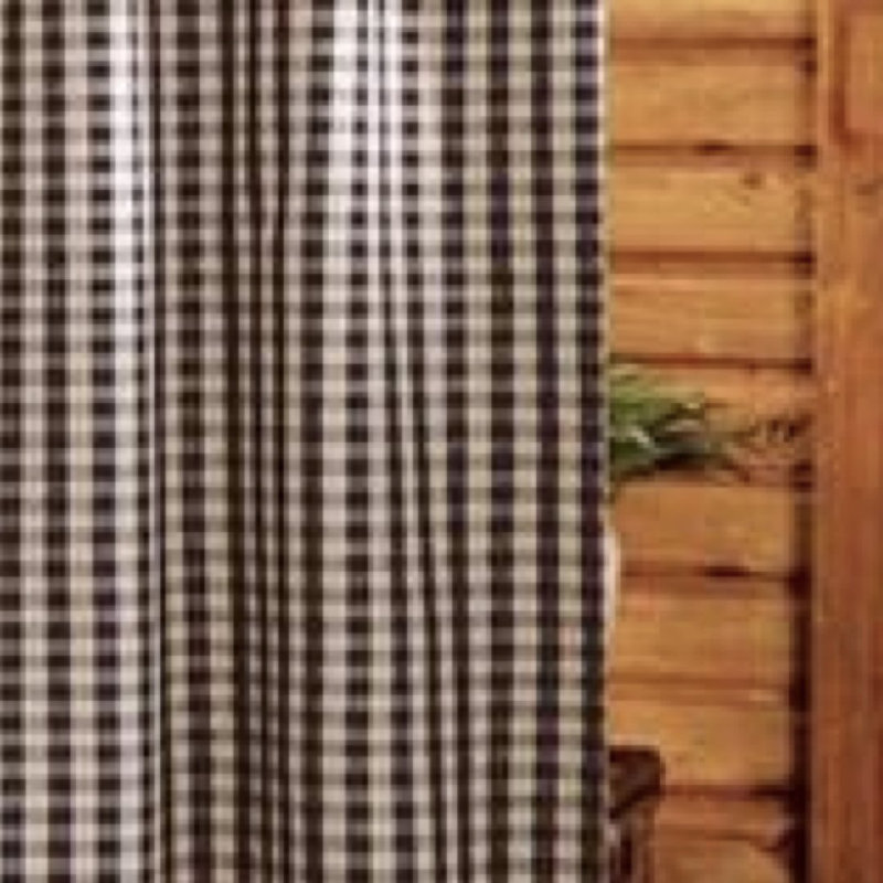 Carnaghliss Cotton Plaid Shower Curtain, Black/Nutmeg