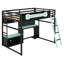 Lit mezzanine double en bois avec bureau, tablettes, éclairage DEL, ports de chargement USB-1437072901