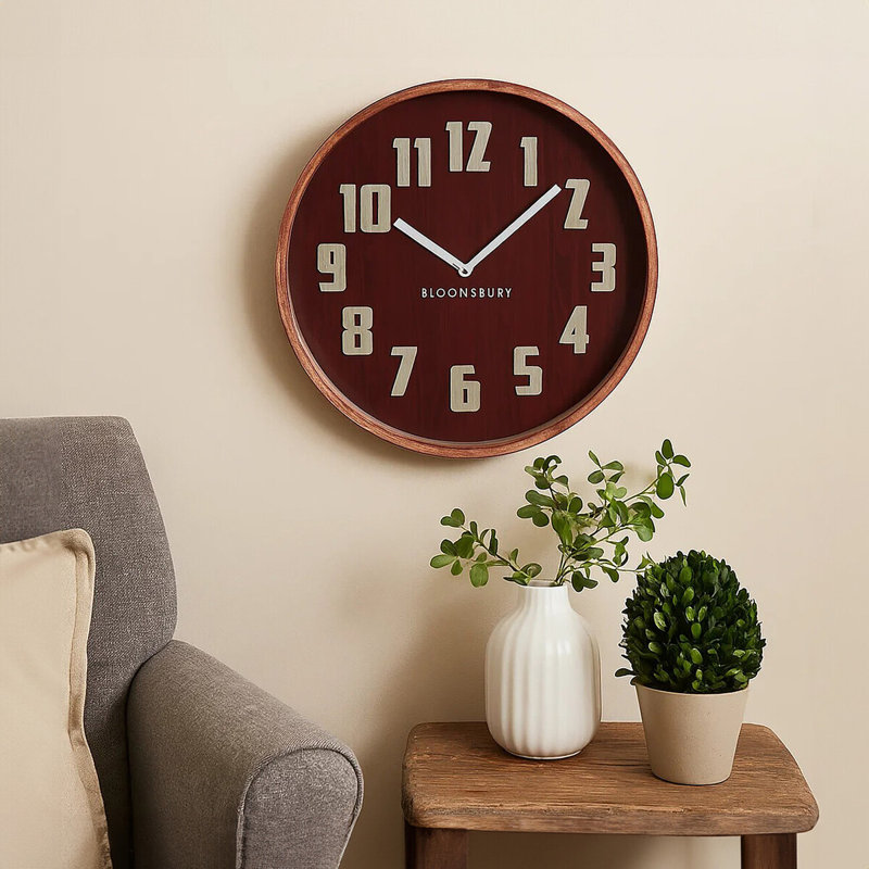 Maddison Wall Clock, 40" H x 40" W x 5" D, Red Grain