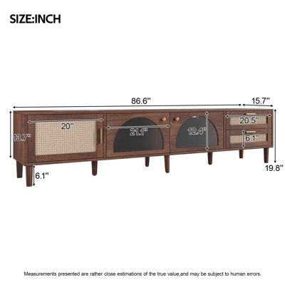 86‘’ Entertainment Center TV Stand For Tvs Up To 90" with LED Lights, 2 Drawers & Glass Door Storage