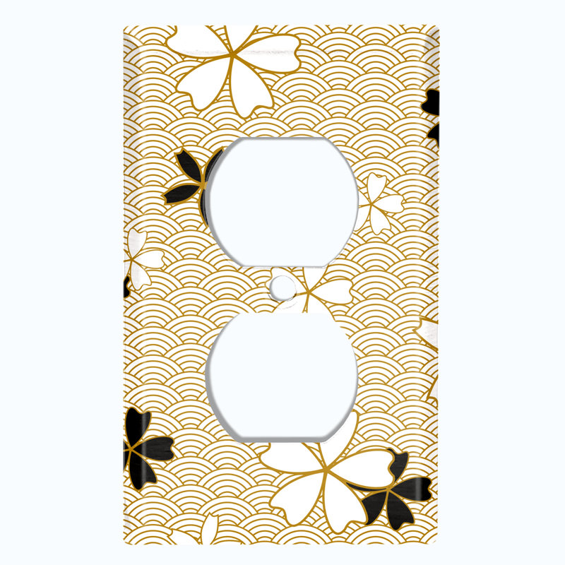 Couvercle de prise de plaque d'interrupteur en métal (motif floral brun clair - bascule simple)