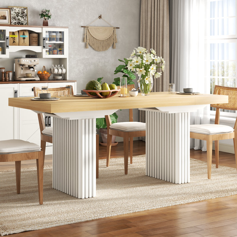 Dining Table For 4-6,modern Rectangle Dining Table With Ripple Legs
