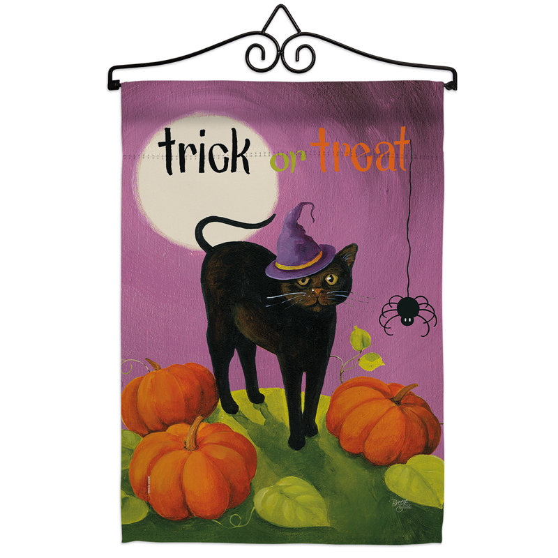 Chat d’halloween à 2 faces en polyester 19 x 13 po ensemble de drapeaux