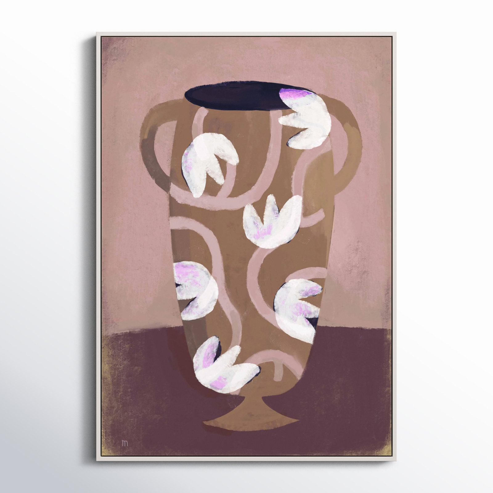 Flowered Vase Print by Marco Marella, 30" H x 21" W, White Framed Canvas