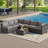 Outdoor 7-Piece Modular Rattan Patio Conversation Set with Cushions - Light Gray/Light Gray-106406740