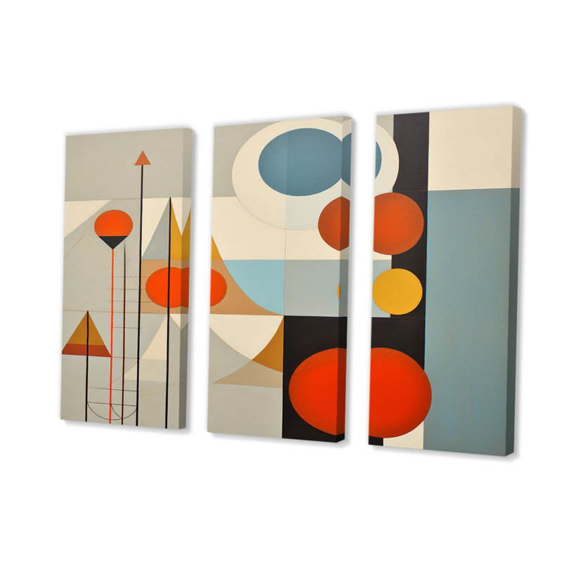 Abstract Canvas Wall Art, Mid-Century Geometric Decor - Serendipity Abstract Mid-Century Geometrics I, 28" H x 36" W x 1" D