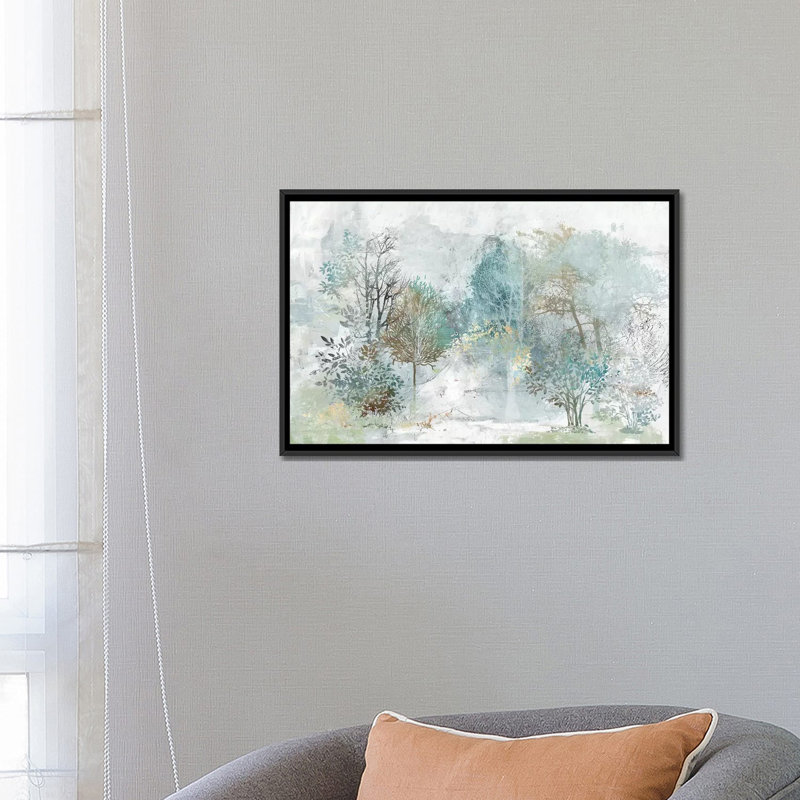 "Mystérieuse forêt" par Allison Pearce, reproduction d’art, H 18 po x l 26 po x P 1,5 po, Toile avec cadre noir, Pas de tapis