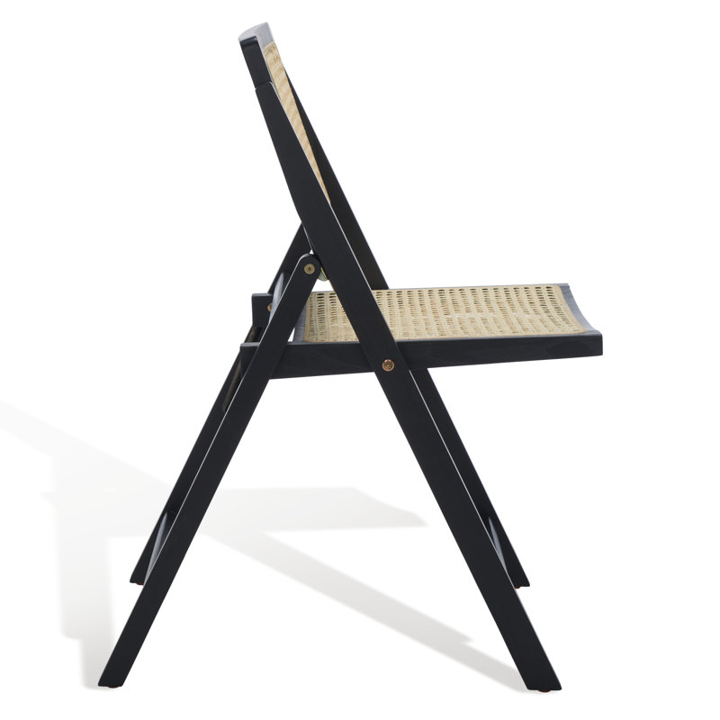 Safavieh Couture Desiree Rattan Patio Folding Chair Set of 2, Black/Natural