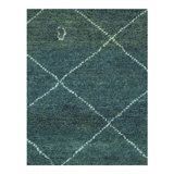 Canvello Green Color Hand Knotted Moroccan - 4'8'' X 5'11''