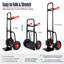 Diable à double poignée en acier, capacité de 150 kg, pliable, avec roues en caoutchouc de 25 cm pour déménagement, entrepôt, jardinage, courses.