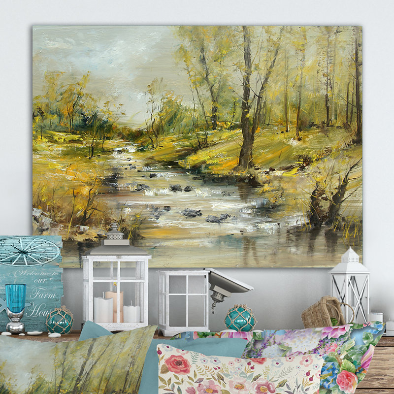 «Summer River Landscape», reproduction sur toile flottante, H 30 po x l 40 po x P 1,5 po, Toile tendue