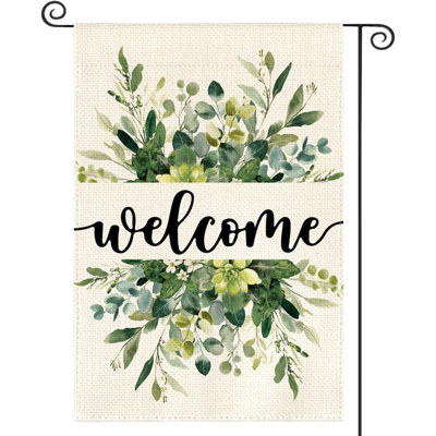 Drapeau de printemps printanier à motif floral Welcome Garden