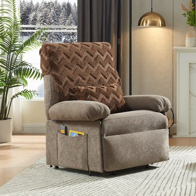 Fauteuil inclinable électrique triple motorisé pour les personnes âgées, les adultes, les femmes enceintes et les post-opérés, fauteuil inclinable électrique à position infinie avec dossier réglable de 105 ° à 140 °, téléviseur à une touche et mode de réinitialisation, coussin lombaire, poches de rangement latérales, housse en lin amovible, Supporte 308 lb pour la chambre à coucher du salon