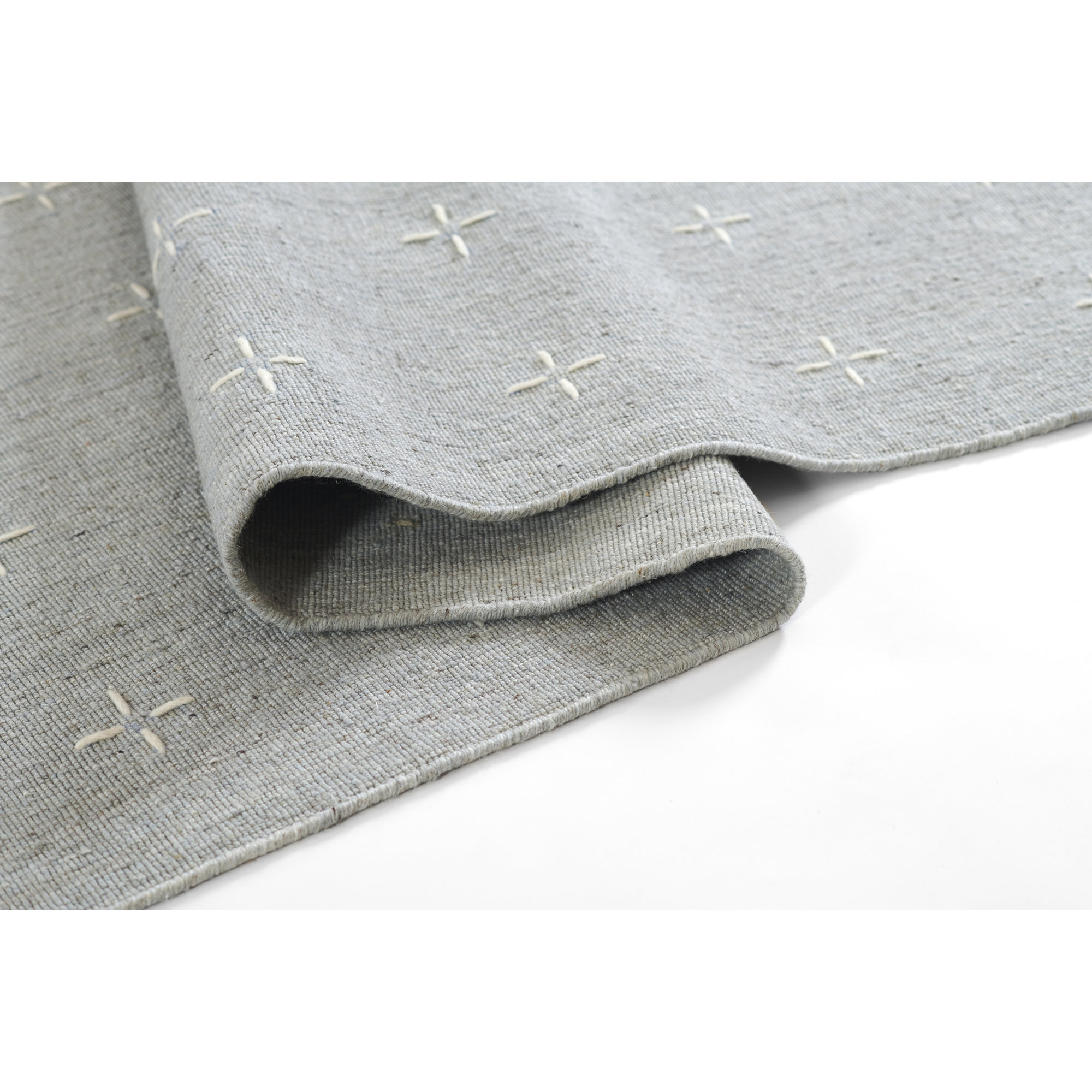 Momeni Oliver Geometric Wool and Polyester Hand Loomed Light Blue Area Rug, Rectangle 8' x 10'