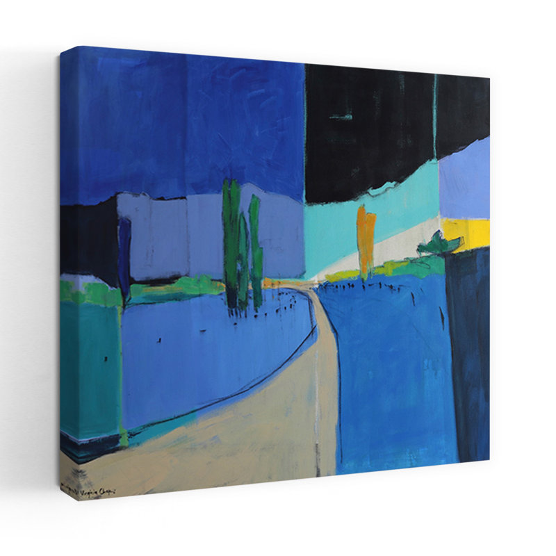 Paysage d'art abstrait contemporain, H 18 po x l 18 po