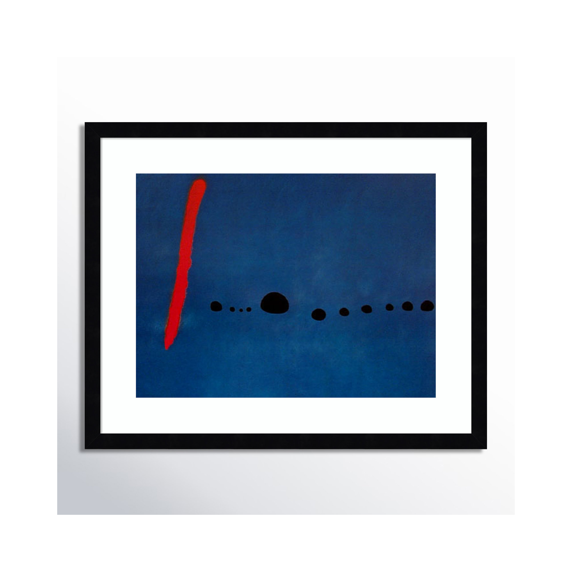 Bleu II by Joan Miro, 17.12" H x 21.12" W x 0.88" D, Black Framed Paper