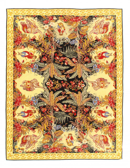 Multi Color Fine Hand Knotted Aubusson Rug 7'4'' X 9'5''