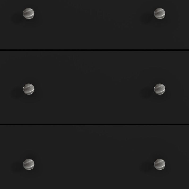 Commode 5 tiroirs Tevrat, Noir / chêne noueux