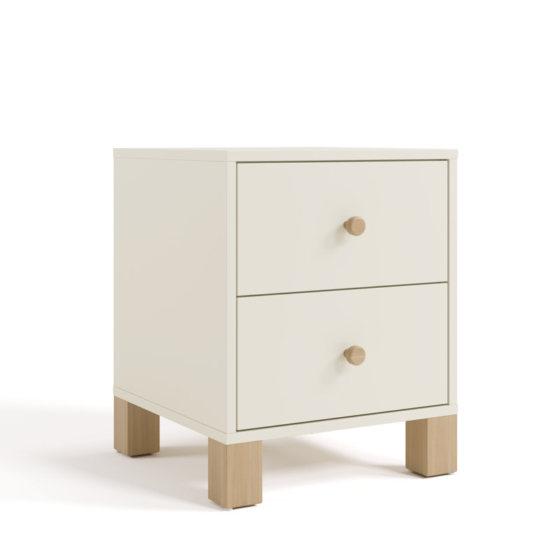 Table de chevet 2 tiroirs California, Frosted Oat