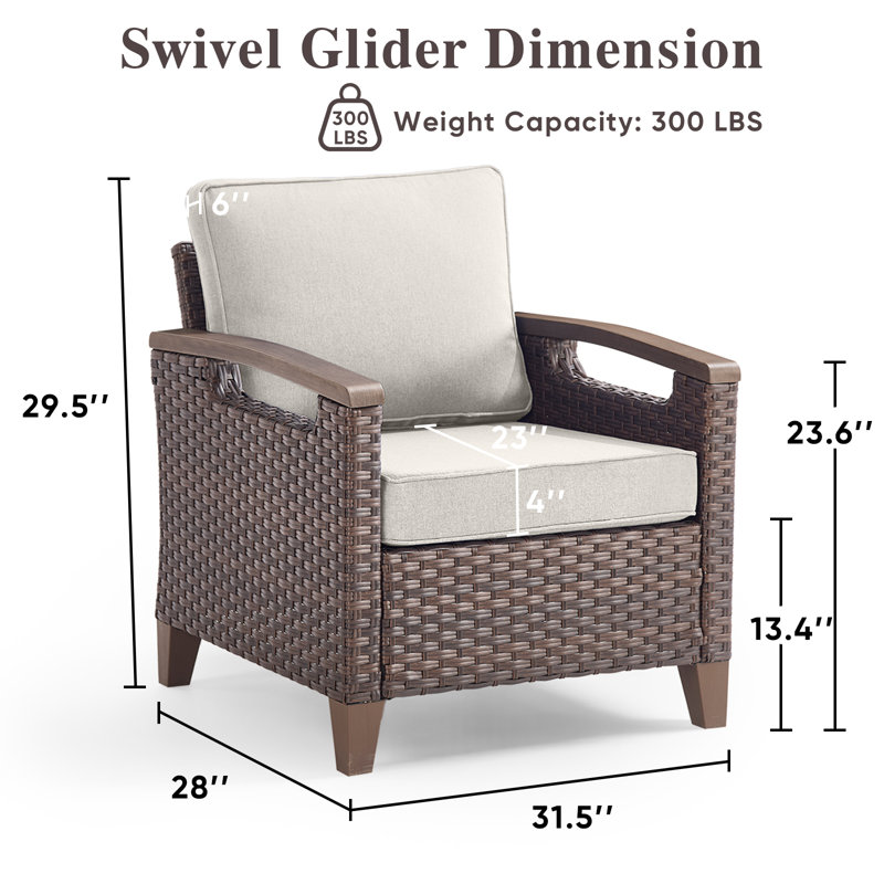 Ensemble de chaises d'extérieur en osier avec coussins, Beige